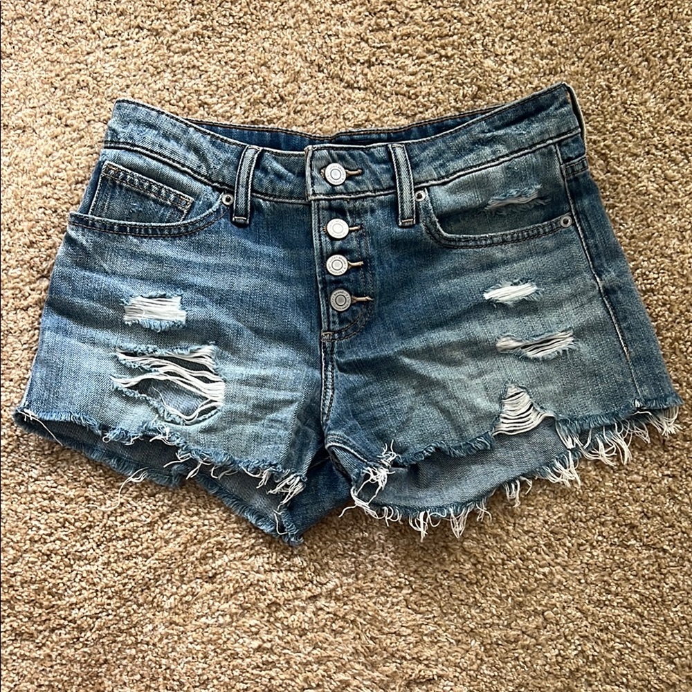 Lucky Brand Blue Jean Shorts Distressed Frayed Hem
